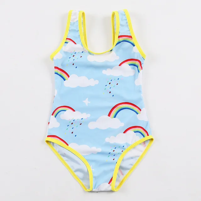 {Excellent|Wonderfull|Very Good|Very Recommended} Swimsuit For Girls Sweet And Lovely Children One-piece Conjoined Rainbow Printing Swimswear Cheap Price