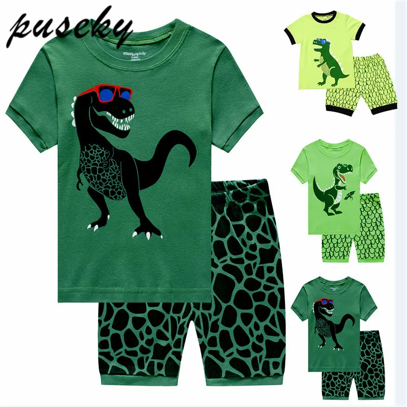 Puseky Kids Boys Sleepwear Dinosaur Pajamas Child Animal Summer Pijamas