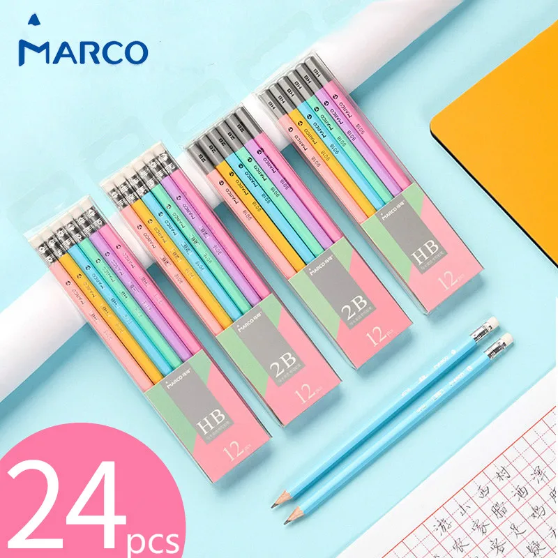 Марко Lapices ученики Kawaii карандаш цветной шестиугольный карандаш 2B HB пишущие карандаши с ластиком безопасные нетоксичные Papeleria