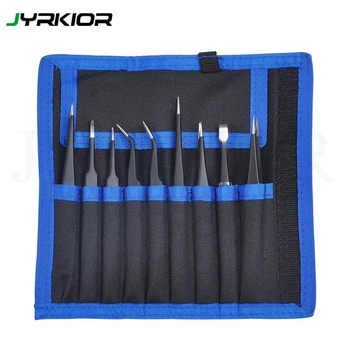 

Jyrkior Tweezers Set Anti-static ESD Stainless Steel Precision Tweezers for Electronics Jewelry-Making, Laboratory Work Etc