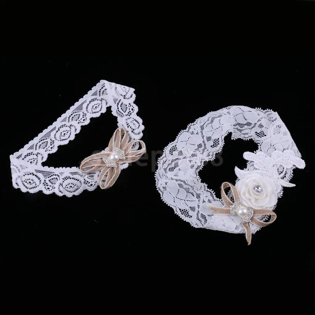 Wedding Bridal White Lace Garter Set Keepsake & Toss Party Accessories S/M/L/XL