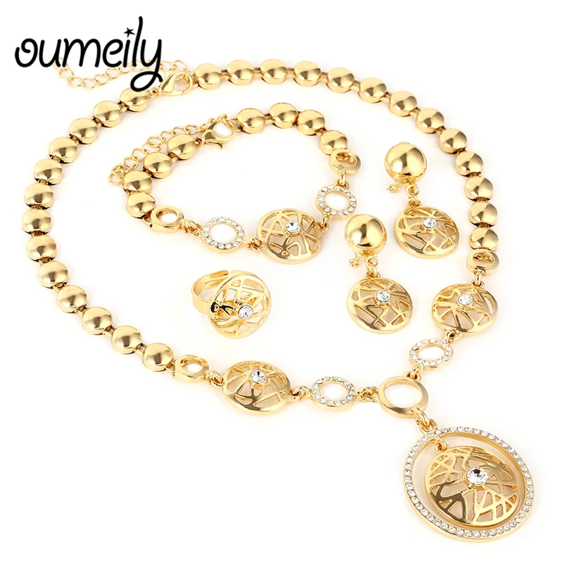 

OUMEILY Jewelry Sets Luxury African Beads Jewelry Set Round Silver Gold Color Bridal Jewelry Sets For Women Wedding Jewellery