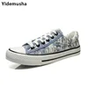 Canvas Graffiti Men Casual Shoes Denim Sneakers Men Vulcanize Shoes Oxford Plimsolls Footwear Turn Over 2022 Summer Male Shoes ► Photo 1/6