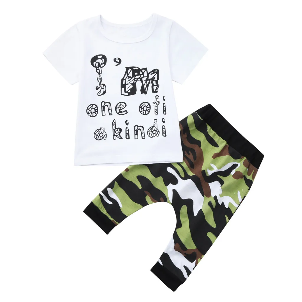 Комплекты детской одежды для мальчиков детская футболка с рисунками букв верх+ камуфляжные штаны, спортивный костюм детские спортивные костюмы для мальчиков, Костюмы Для детей 1, 2, 3, 4 лет