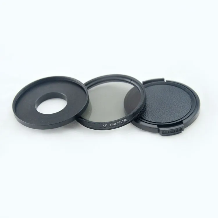 Beste Voor GO pro 52mm CPL Circulaire Polarisator Lens Filter + Adapter + beschermende Cap Set voor Gopro Hero 3 3 + 4 Camera accessoires