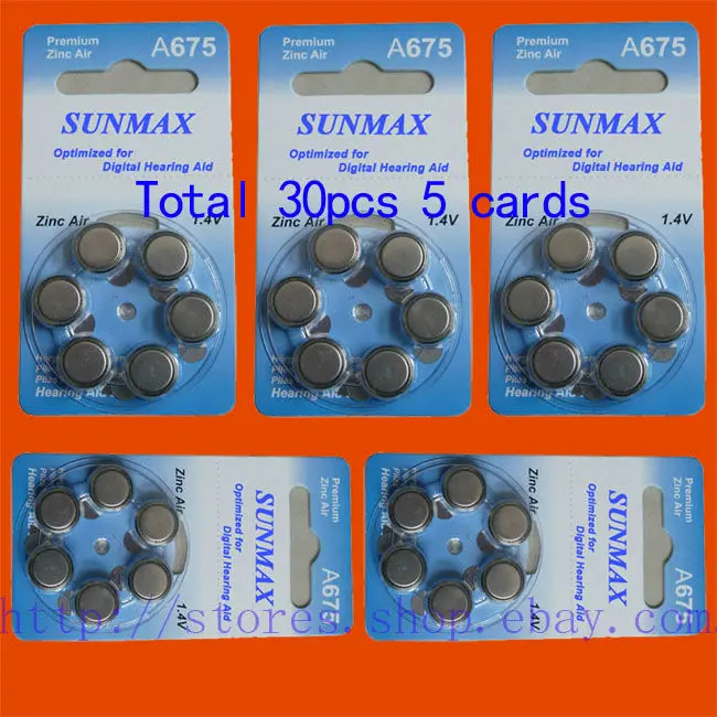 

30x Hearing Aid A675 675A ZA675 675 PR44 battery