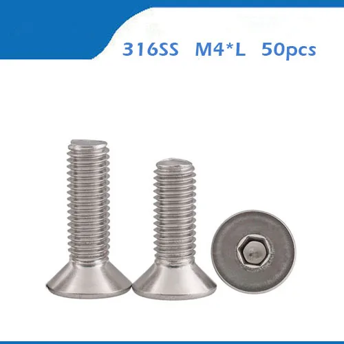 

Free shipping M4 316 stainless steel countersunk head screws Hex socket countersunk head cap screws flat screws