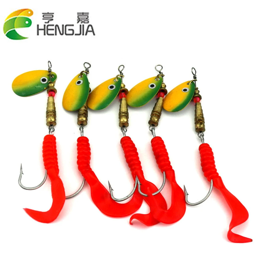 5pcs/lot Novelty Artificial Soft Fishing Lure With Metal Spinner Spoon