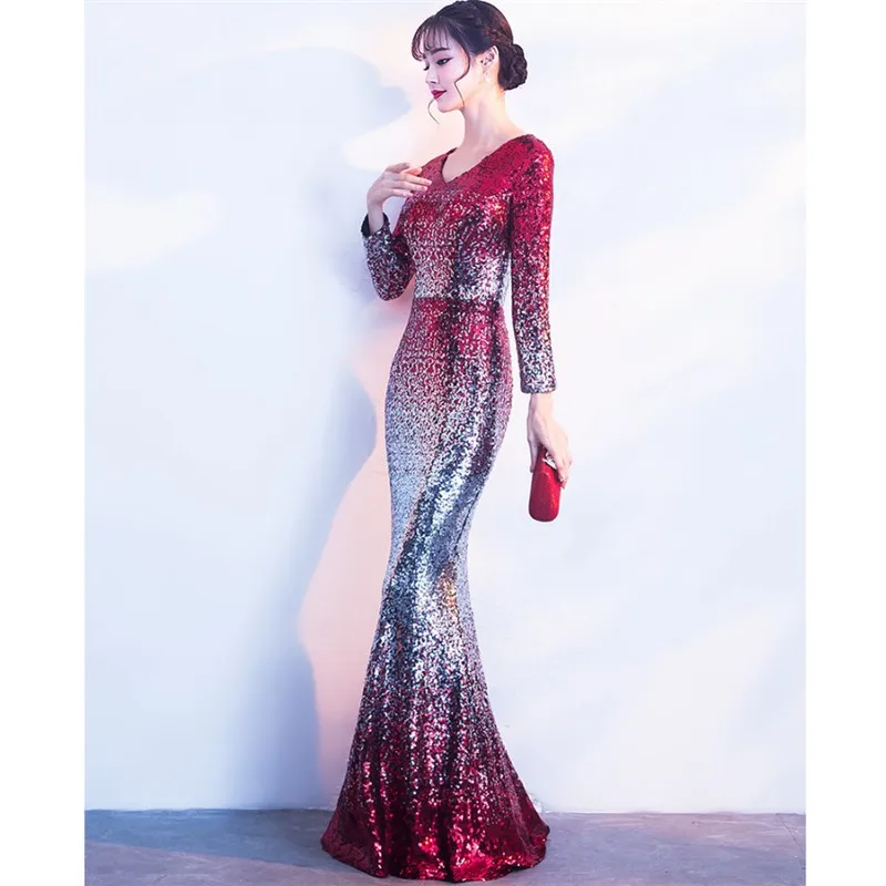 Вечернее платье с блестками строгое длинное вечернее платье vestido de festa longo robe de soiree vestido de novia abendkleider TK889