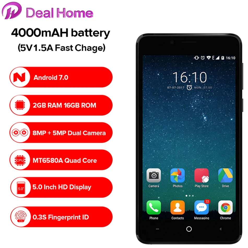 

In stock!Leagoo Kiicaa Power 4000 mAh Android 7.0 MT6580A 5.0"HD 2GB+16GB 8MP Dual Cameras Back Fingerprint WCDMA Mobile phone