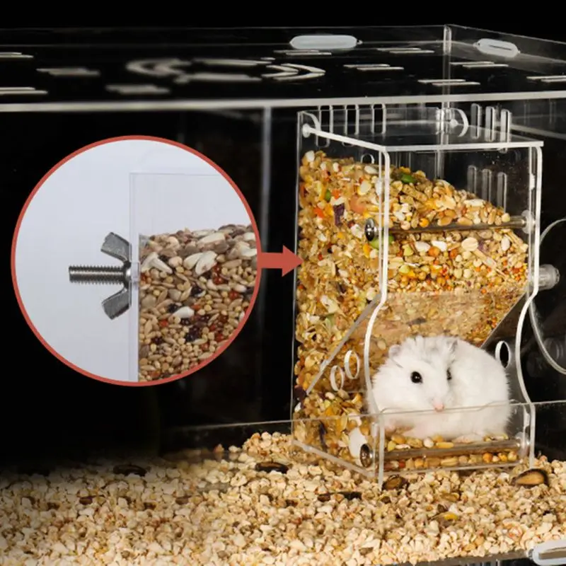 

Automatic Hamster Feeder Acrylic Food Feeding Dispenser for Guinea Pig Gerbil Pigeon