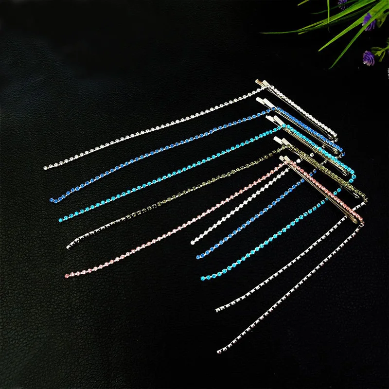 

Ubuhle 1Pc Rhinestone Hair Chain Bridal Jewelry Crystal Tassel Hair Clips Rainbow Pins for Women Girls Wedding Hair Accessories