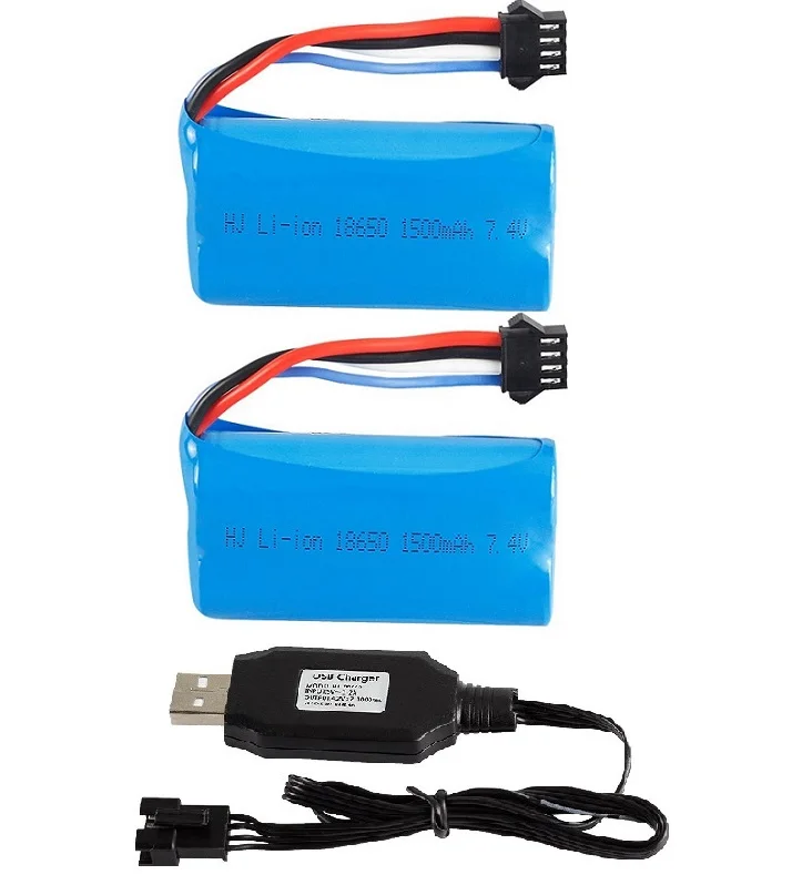 

YUKALA 7.4V 1500MAH Li-ion battery 4P plus/USB charger for UDI002 UDI902 961 962 2.4G RC racing boat