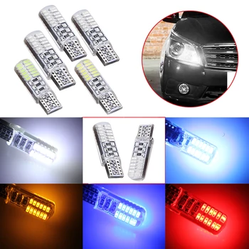 

2X Car led T10 W5W Silicone Case 24 SMD 3014 LED Car Reading Light 192 168 501 24SMD 24 LED Auto Wedge Bulb Parking Lamps 12V