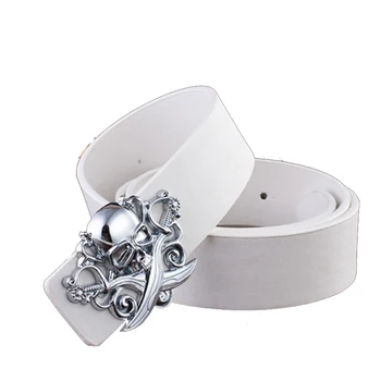 

Fashion Luxury Faux Leather Women and Men's Belts Casual Design Skull Belt Head Hip Hop Jeans Personality Belts