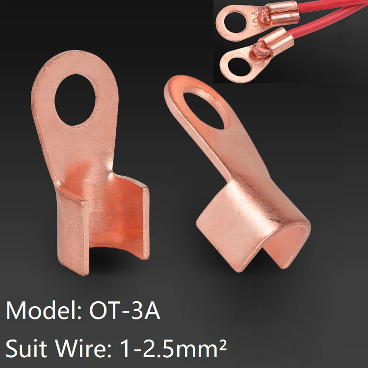 

OT Type 100A 150A 200A 250A 300A 400A 500A Wire Terminal Red Copper Bare Nose Lugs Crimp Open Mouth Cable End Connector Splice