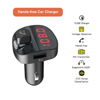 

For Bluetooth Car 2USB Quick Charger FM Transmitter Hands-Free MP3 Player Suitable for all types of vehicles20190619