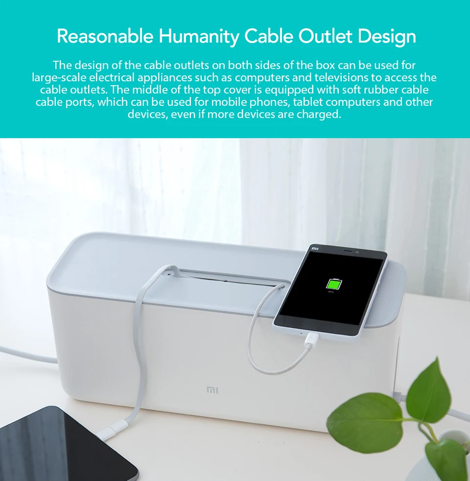 Xiaomi Power Cable Collector Cable Storage Box Cord Organizer ABS Storage Box Detachable Cover Simple and Stylish Design White (11)