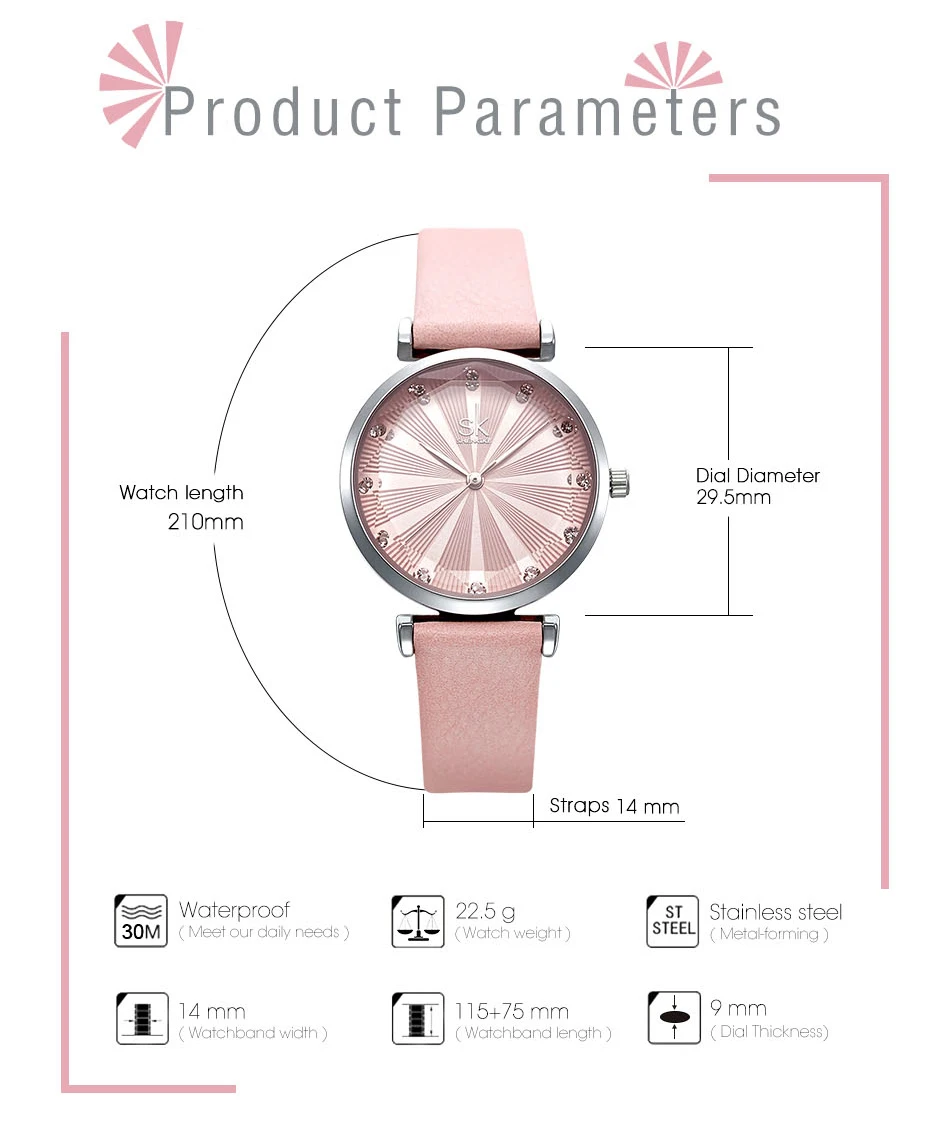 Shengke женские часы новые женские роскошные часы кварцевые наручные часы с кожаным ремешком модные повседневные водонепроницаемые часы подарок