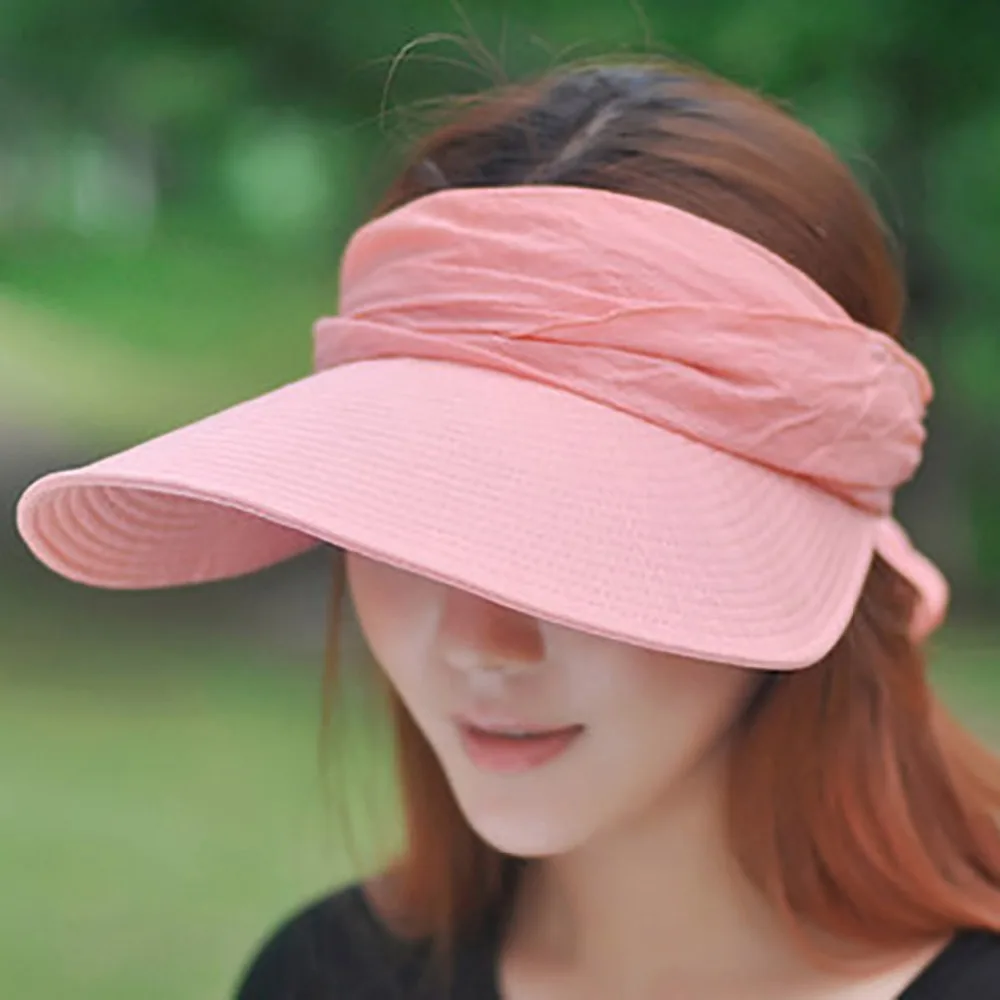 

New Sun Hats For Women Wide Brim Cool Visor Hat Lady Solid Color Prevention Of Ultraviolet Flower Design Holiday Beach Hat
