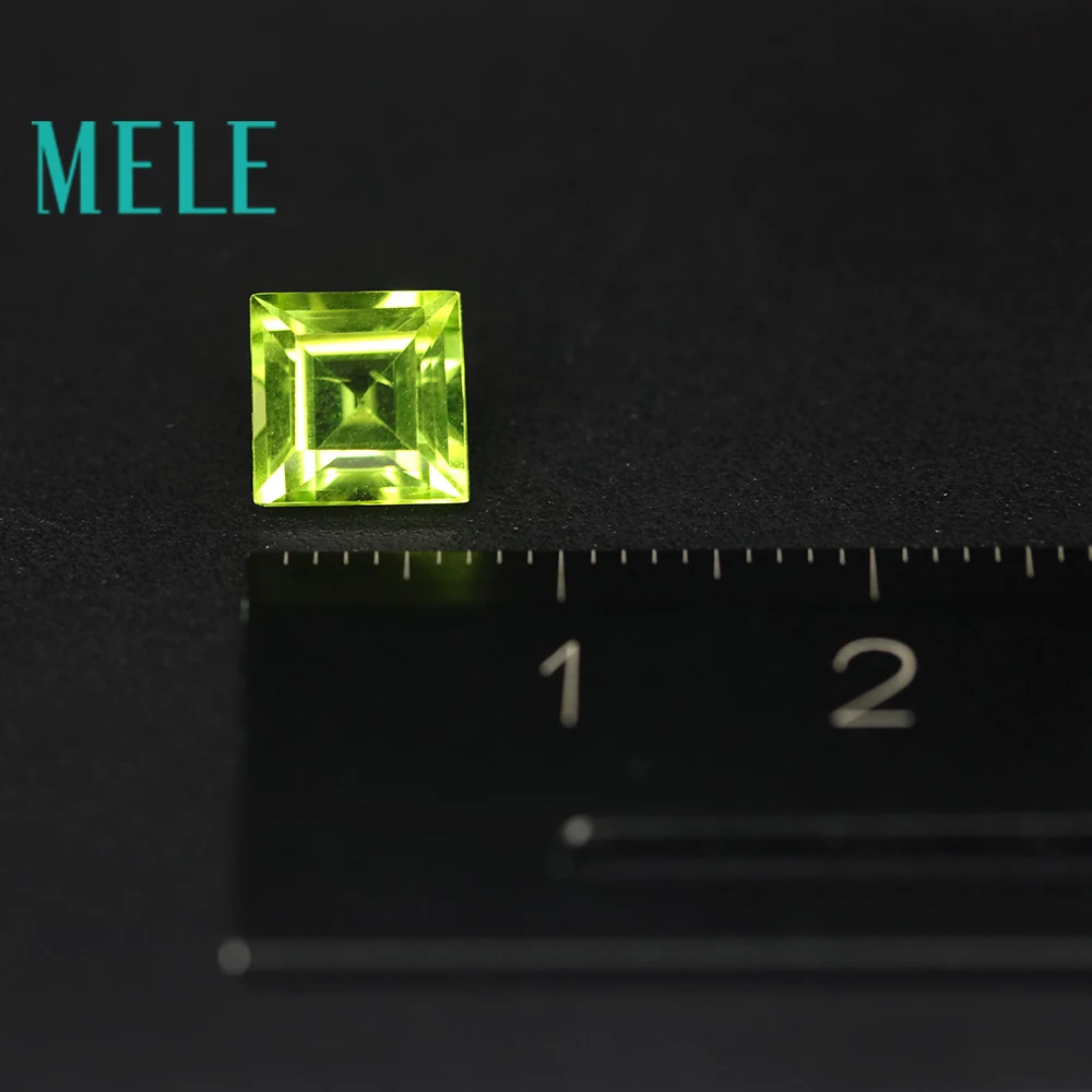 Натуральный камень Перидот MELE для ювелирных изделий 7 мм x квадратный зеленый