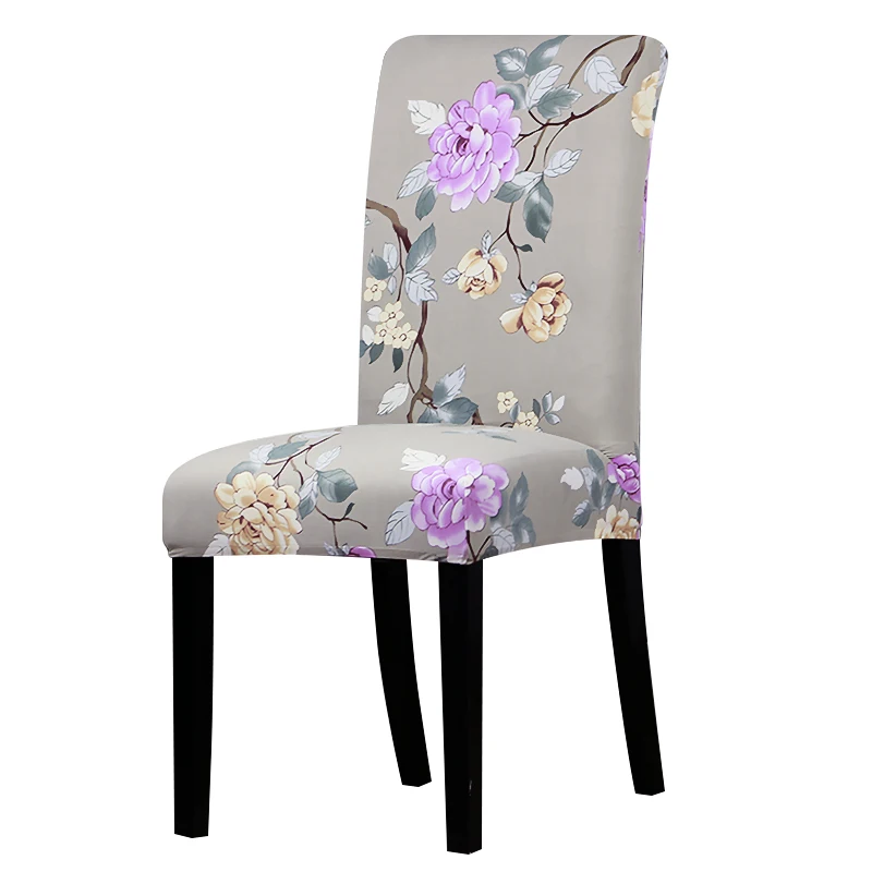 Print grey flower chair cover Slipcovers Stretch Removable Dining seat
