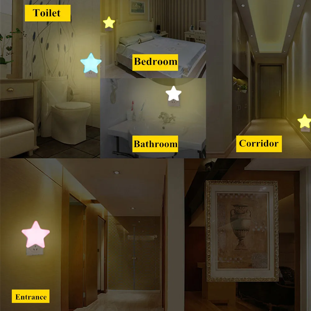 SuperNight Star LED Night Light AC Intelligent light control Sensor Home Decor Wall Lamp Corridor Bathroom Bedroom Bedside Lamp (17)
