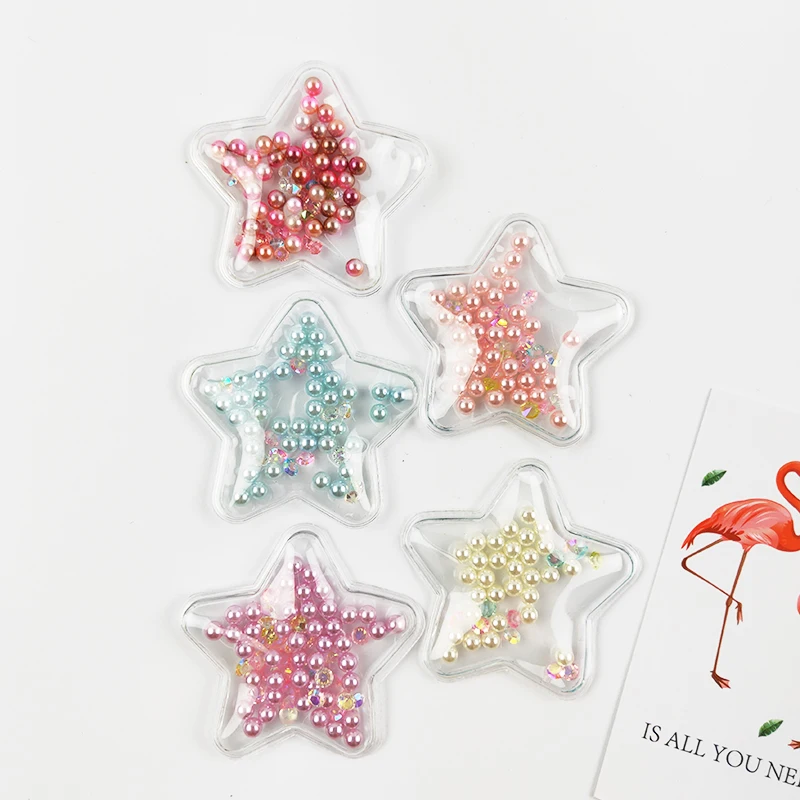 

10pcs/lot 5cm Star Transparent Pearl bead inside Patches Appliques for Children clip and DIY Hair Clip Accessories