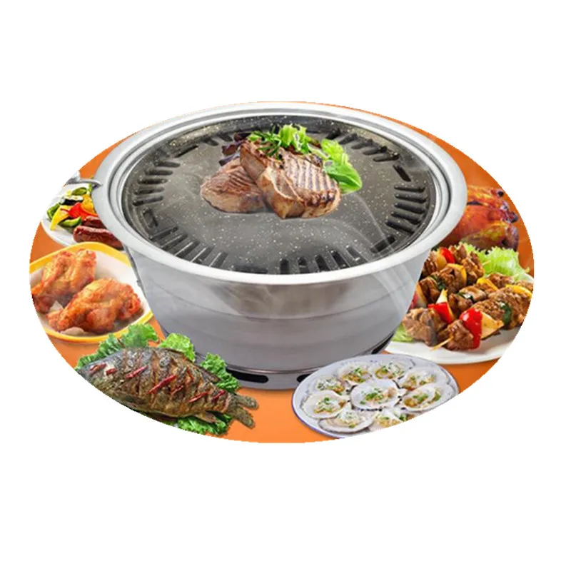 Korean Charcoal BBQ Grill Non stick Built in Carbon Oven Upper Exhaust