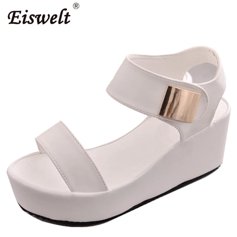 

EISWELT New Woman Sandals 2018 Summer Women Concise Platform Open Toe Casual Shoes Woman Fashion Thick Bottom Wedges Sandals