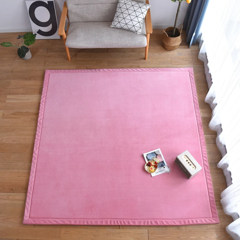 Новое поступление, толстый ковер татами из кораллового флиса, ковер для гостиной, спальни, детский коврик для ползания, детский прикроватный Прямоугольный Коврик