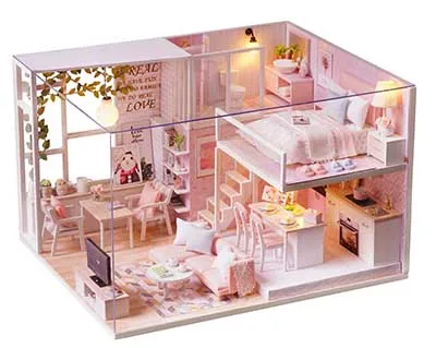 Кукольный дом мебель игрушки для детей миниатюрный diy кукольный домик дом для кукол День рождения Рождественские подарки спокойная жизнь L-022 - Color: Include dust cover