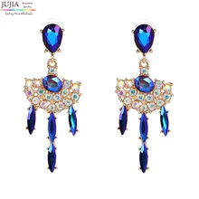 JUJIA дизайн 3 цвета трендовые Модные женские Кристальные трендовые синие массивные серьги для женщин ювелирные изделия Цена по прейскуранту завода