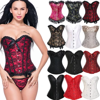 Latex Sexy Black Corset Top Gothic Steampunk Bustier 6XL Plus Size Women Mujer Corselet Overbust Waist Cincher Boned Corset hooded jacquard plus size corset top
