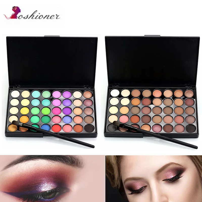 

40 Color Portable Matte Eye Makeup Eyeshadow Pallete Glitter Powder Primer Luminous Eye Shadow Earth Shadow Brush Set