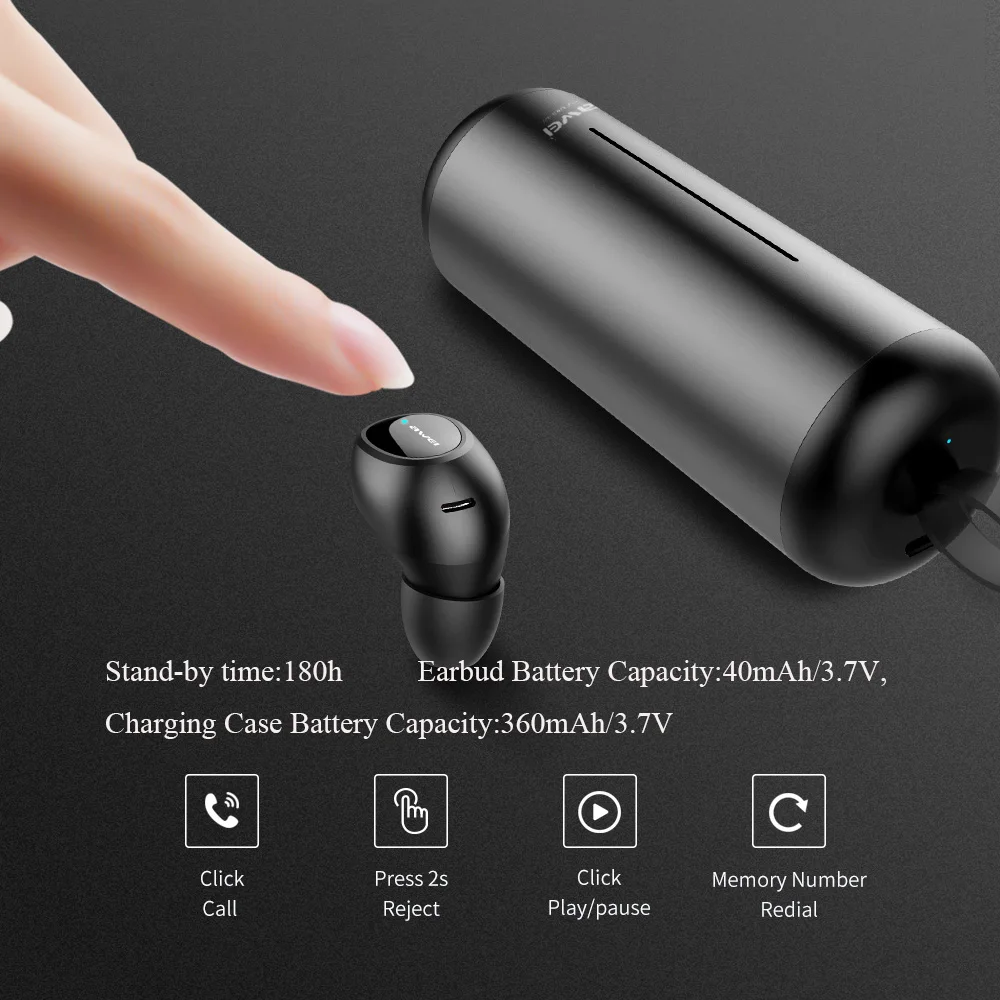 Awei T5 TWS V5.0 HiFi настоящие беспроводные стерео спортивные Eearbuds наушники Bluetooth с