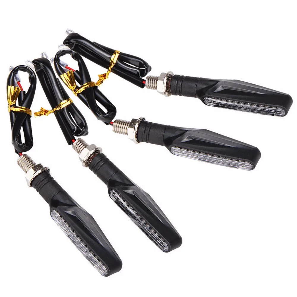 

4X Universal Motorcycle 12 LED Turn Signal Indicators Blinker Amber Light Black For Honda Yamaha Suzuki Kawasaki Chopper Custom