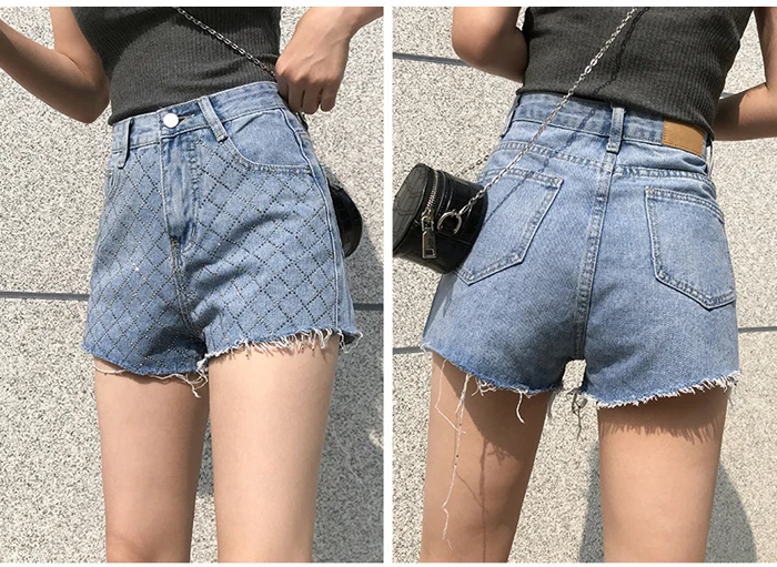 YuooMuoo Chic лето для женщин джинсовые шорты 2019 Новое поступление Мода Корейская Высокая талия джинсы для шорты Горячая Бисер широкие брюки