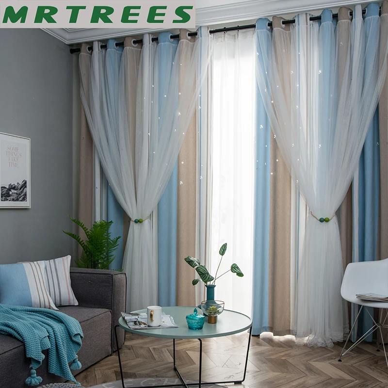 MRTREES затемненные занавески s для гостиной Звездные тюлевые спальни готовые