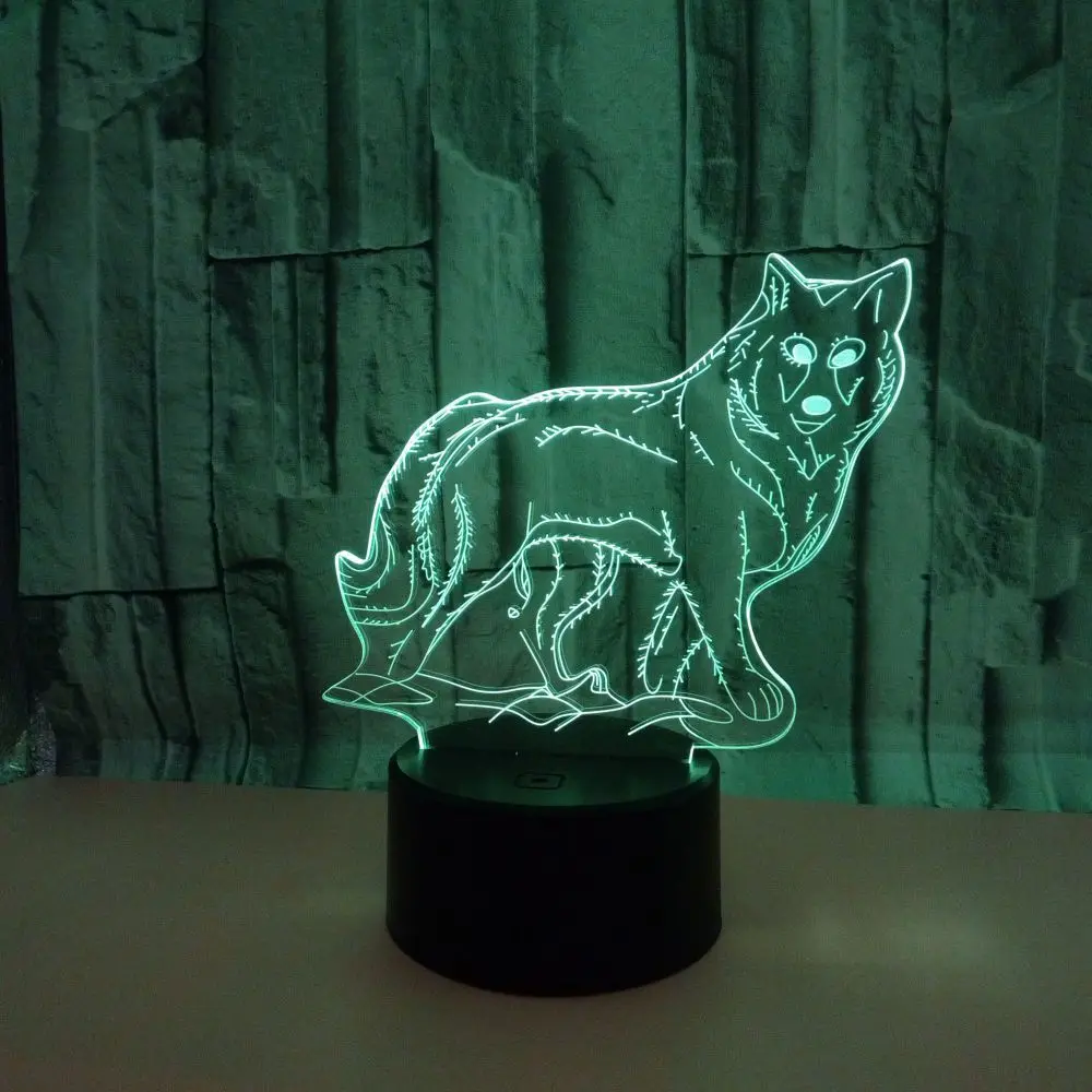 Новый Волк красочные 3d ночник Led визуальный StereoTouch дистанционное управление