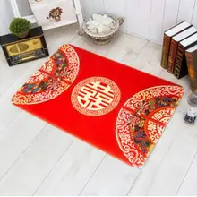 Красный Традиционный китайский стиль коврик для спальни Гостиная Коврик противоскользящий дверной коврик
