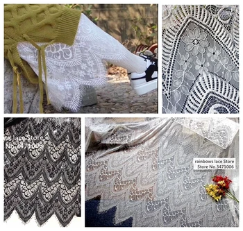 

3 meters /lot fashion 150cm width black white Brocade lace fabric DIY Wedding dress fabric Skirt fabric garment accessories