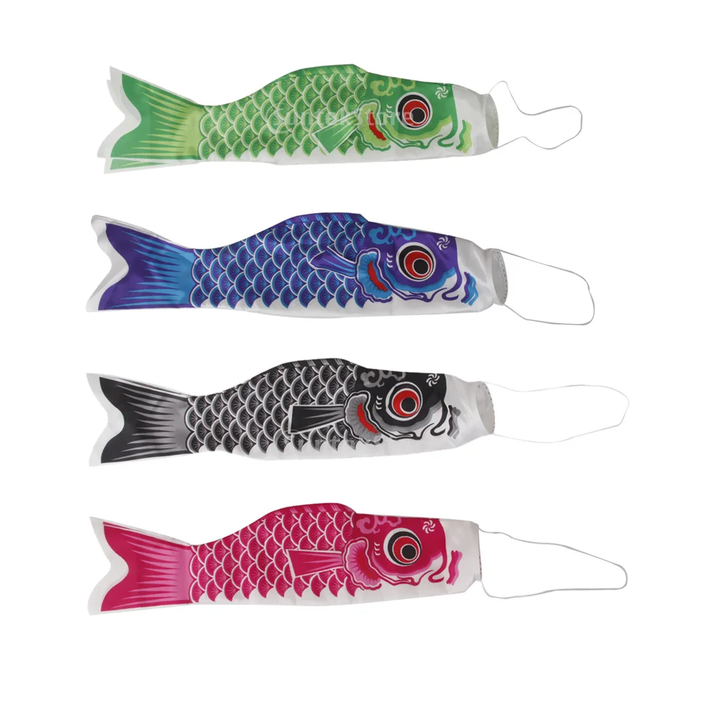 4 Pieces 40cm Japanese Windsock Carp Flag Koi Nobori Sailfish Wind Streamer