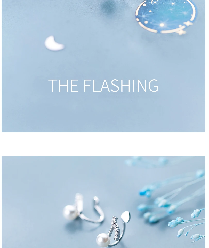925 Sterling Silver Crystal Music Notes Ear Cuff Small Earrings For Women Flower Ear Clip Female Clip Earrings Without Piercing (6)