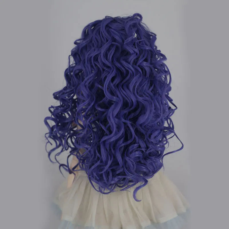 Модные длинные вьющиеся голубые волосы парик для 1/3 1/4 1/6 BJD кукла фиолетовый цвет Лидер продаж аксессуары для куклы ручной работы игрушка