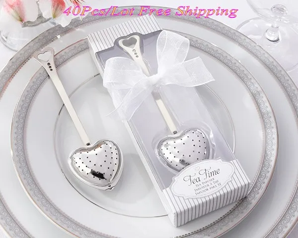 

(40 Pieces/lot) Simply Wedding gift for guest of Tea Time Love Heart tea Infuser favors for Party and bridal shower favors