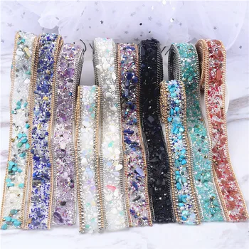 

50CM Fake Gem Rhinestone Pearl Beaded Lace Fabric Trim Diy Wedding Dress Clothing Decorative Accessories Lace Patch 2cm Wide