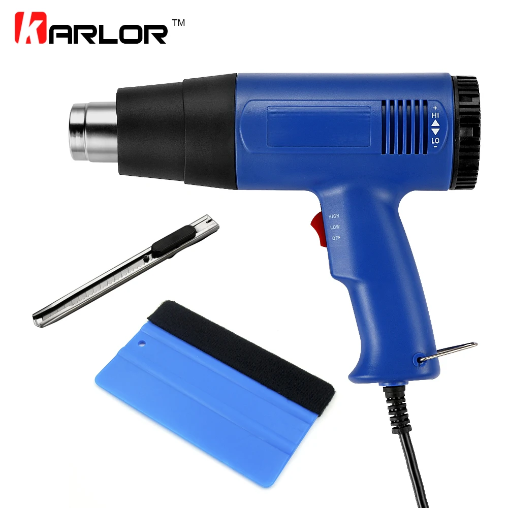 3pcs/set Car Vinyl Film Wrapping Tools EU Plug Heat Gun+Car Scraper Squeegee+Vinyl Cutter Knife Automobiles Car Accessories