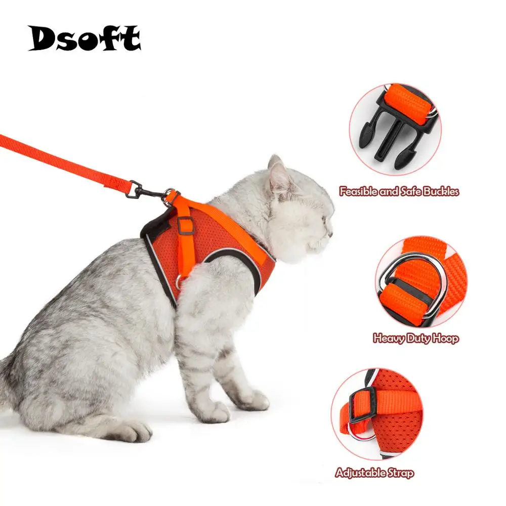 

Reflective Pet Cat Harness Nylon Mesh Kitten Puppy Dogs Harness Vest For Small Dog And Cat Adjustable Breathable Harness S-XL