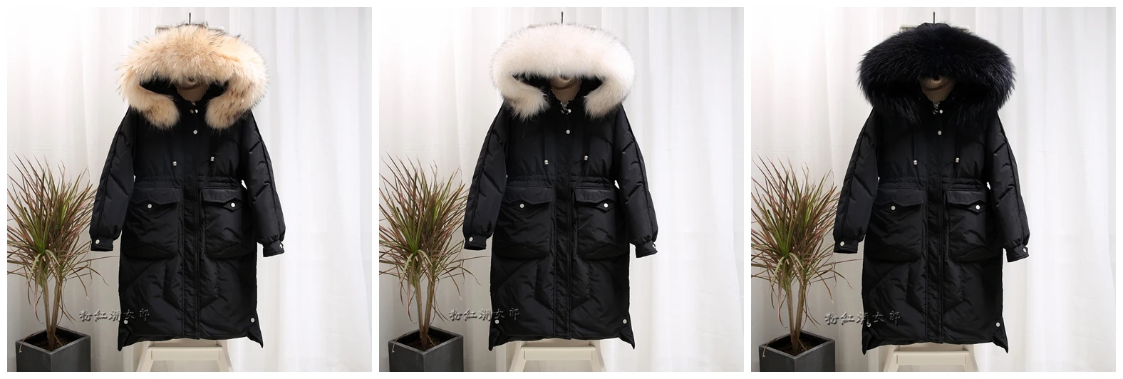 AYUNSUE пуховик для женщин с капюшоном длинное зимнее пальто для женщин большой воротник из меха енота корейское теплое пальто женские куртки KJ2551